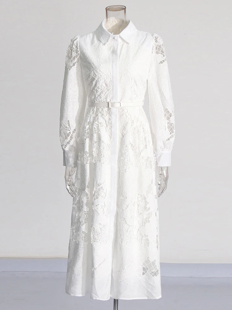 White Embroidery Lace Midi Dress | Zalia Atelier