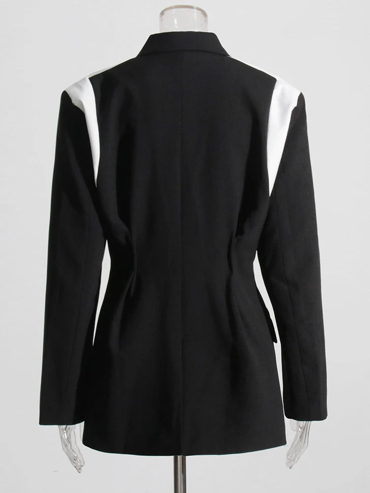 Colorblock blazer black and white patchwork