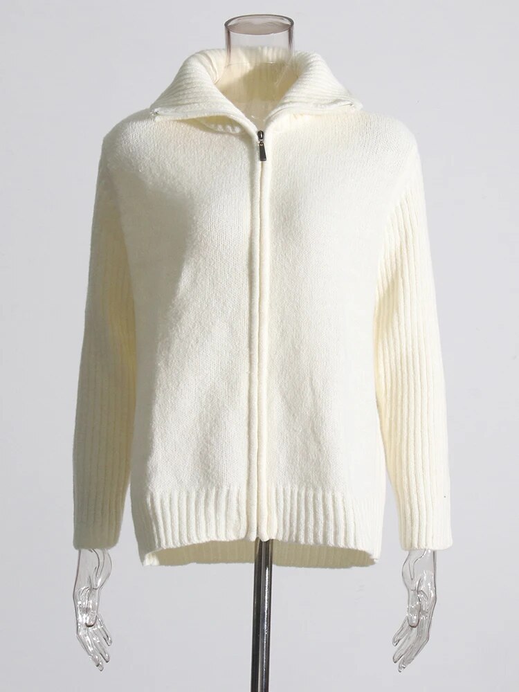 White Sweater with Zipper | Zalia Atelier