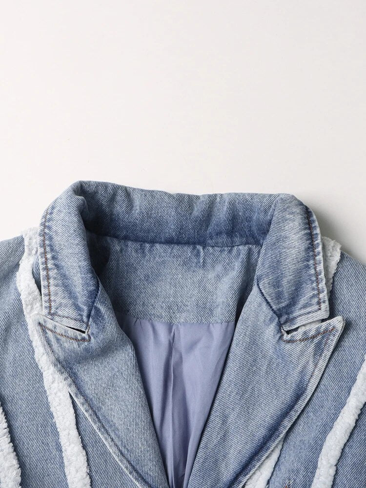 Patchwork Denim Blazer