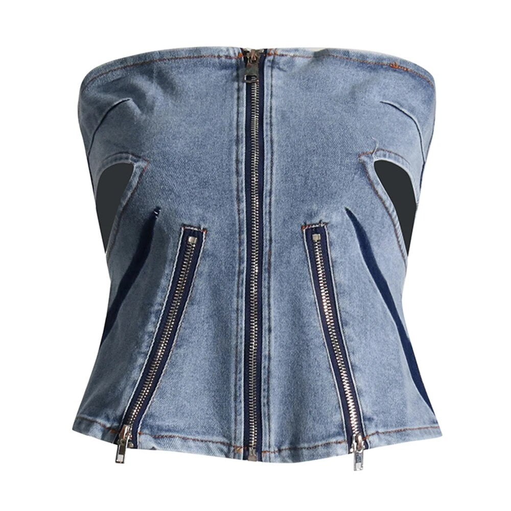 Strapless Denim Top