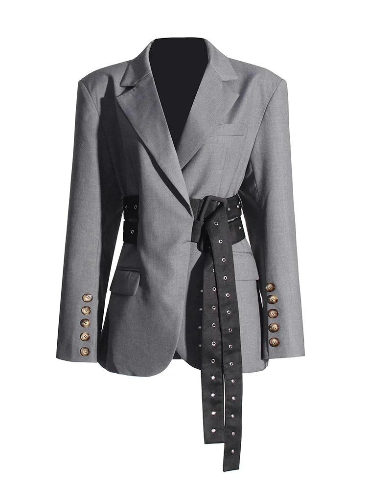 Patchwork Belt Blazer