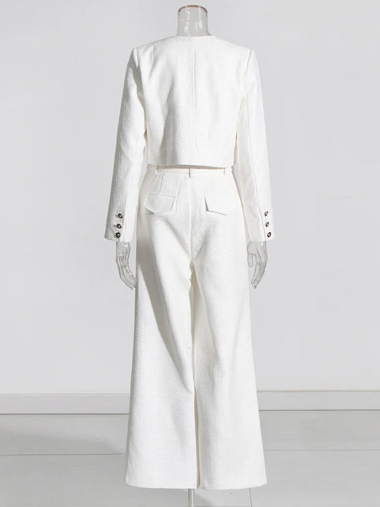 Zalia Atelier | White Jumpsuit Wide Leg with matching blazer