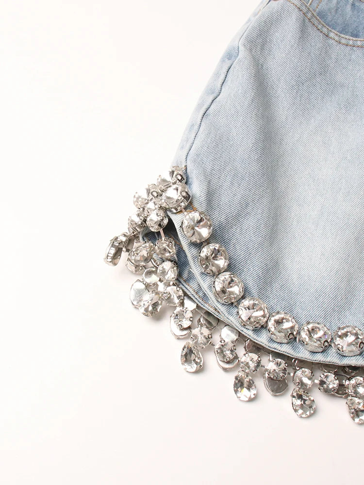 Rhinestone Denim Skirt