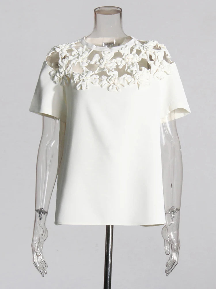 White Applique T-shirt | Zalia Atelier