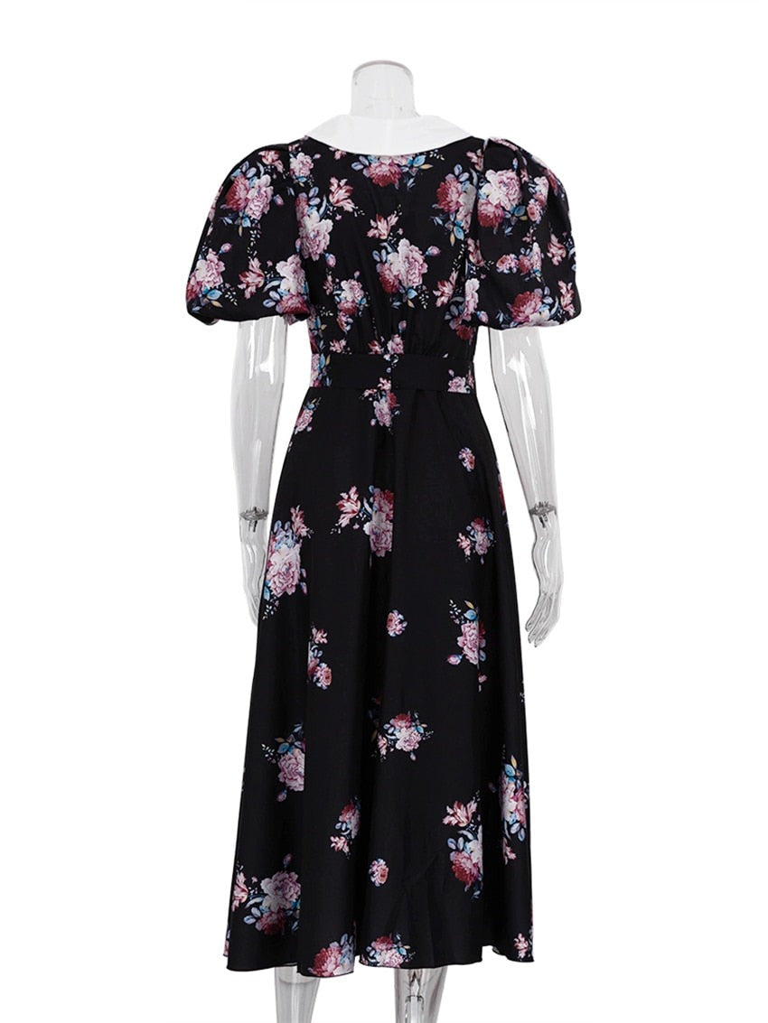 Puff Sleeves Midi Dress