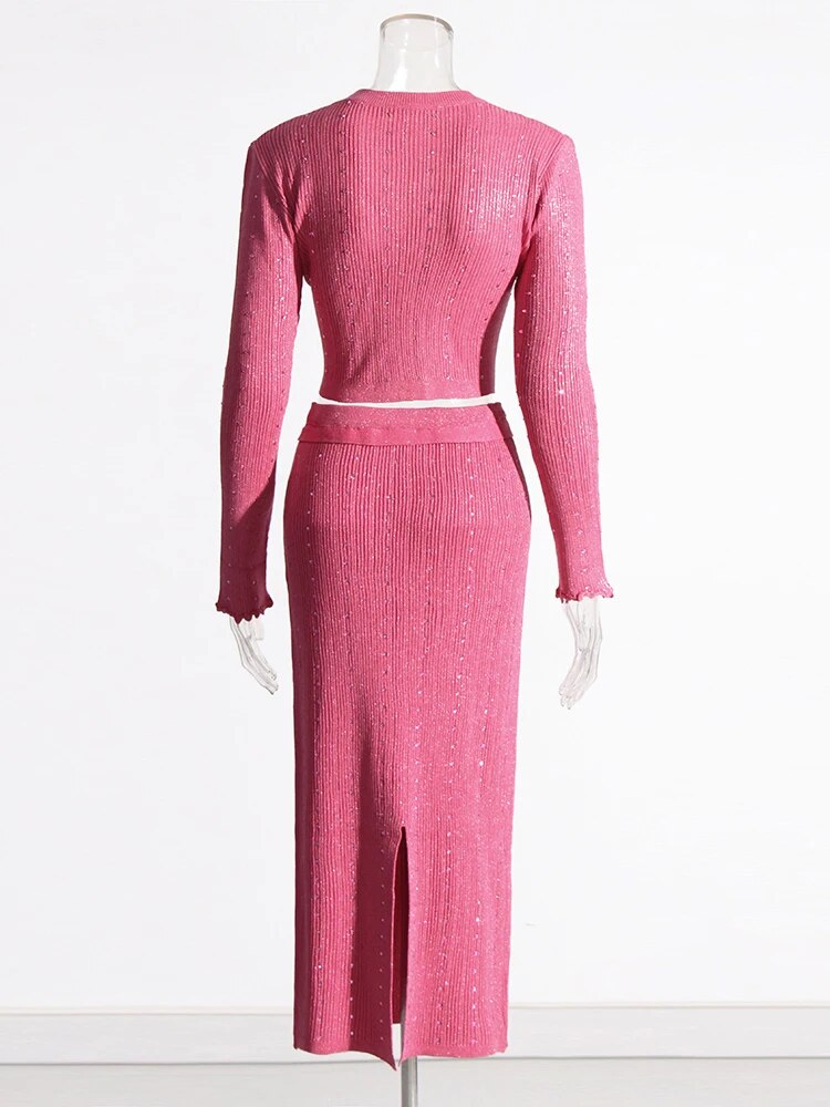 Hot Pink Knit Top and Skirt Set | Zalia Atelier | Sexy Fashion