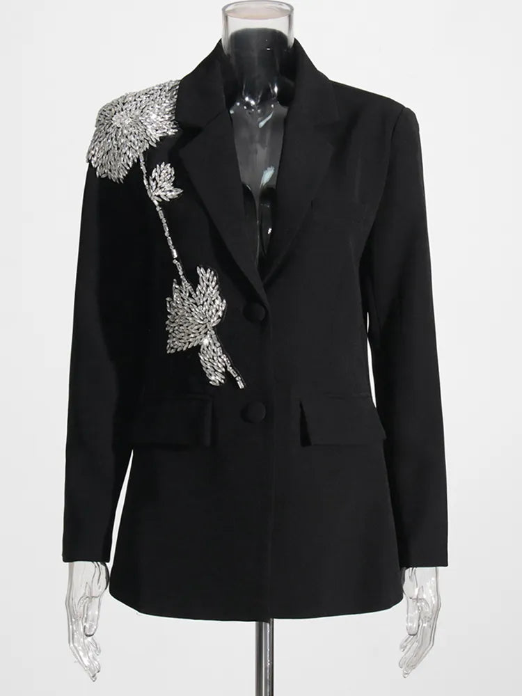 black blazer with stunning rhinestone design