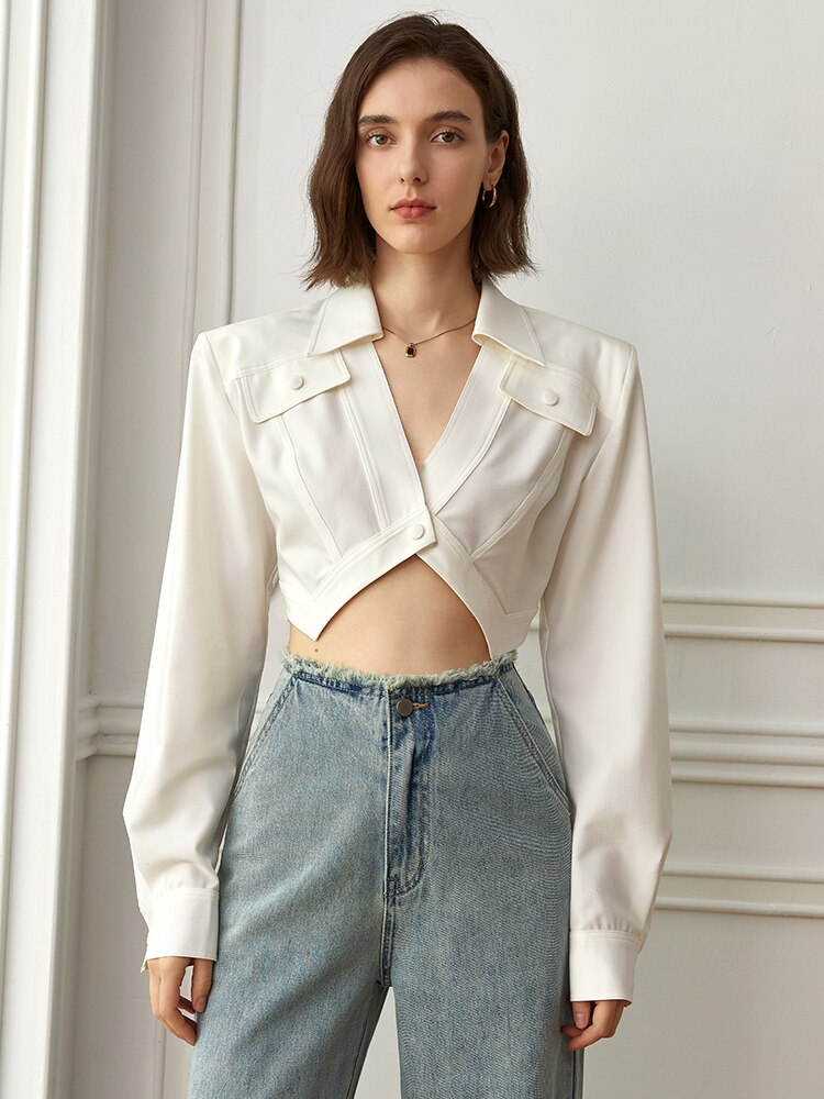 White Crop Blazer | Chic Fashion Style | Zalia Atelier