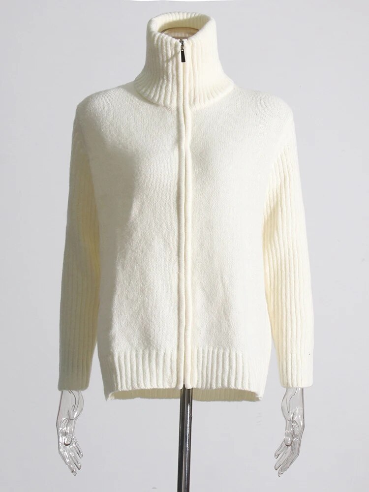 White Sweater with Zipper | Zalia Atelier