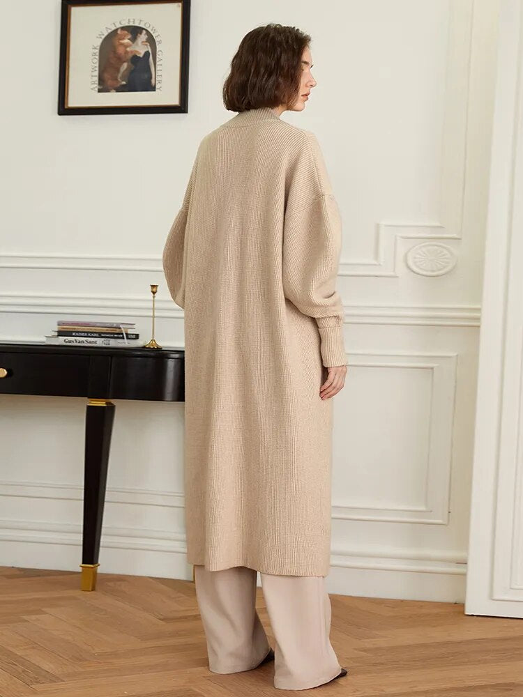 Light Khaki Long Cardigan of Chic Quality | Zalia Atelier