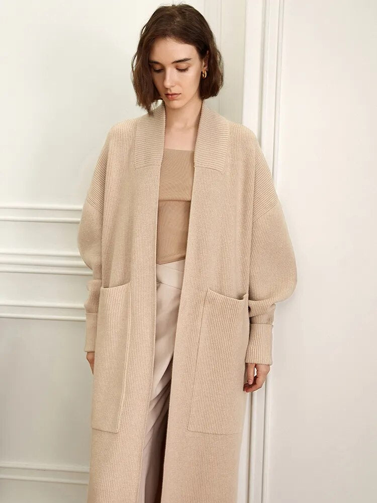 Light Khaki Long Cardigan of Chic Quality | Zalia Atelier