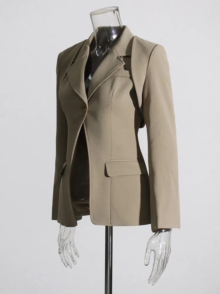 Dark khaki three piece suit chic design