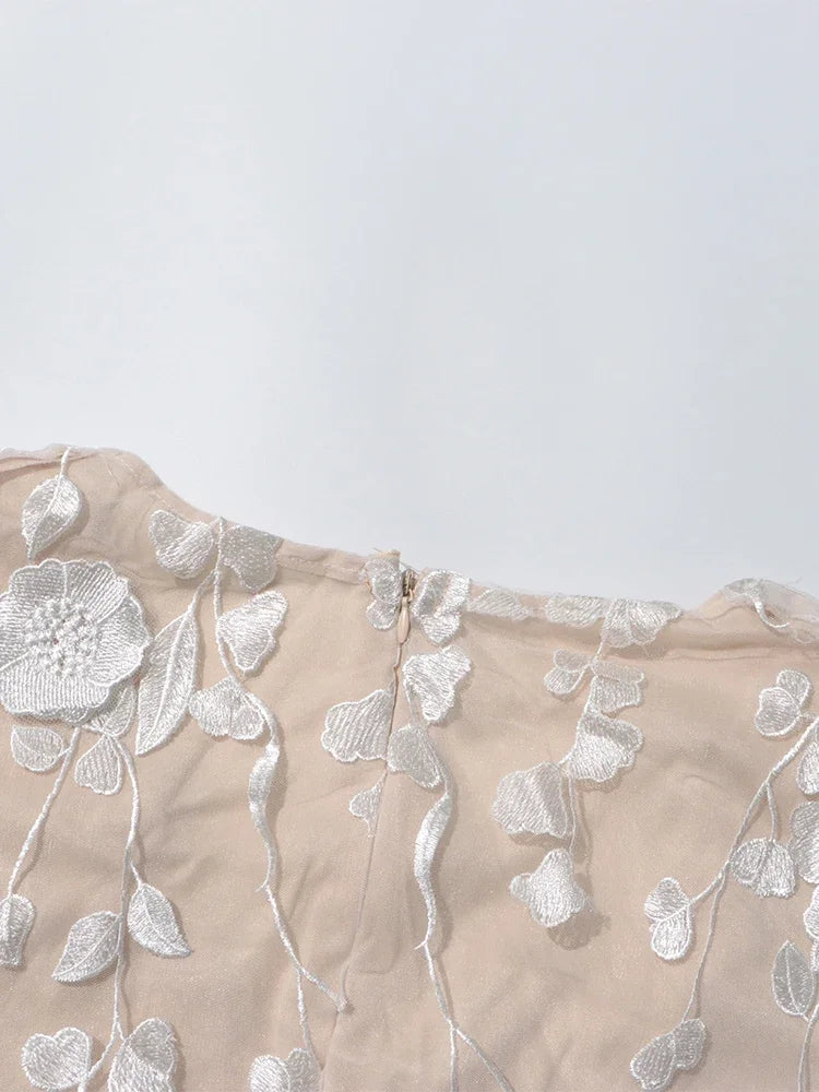 Floral Embroidery Mini Dress