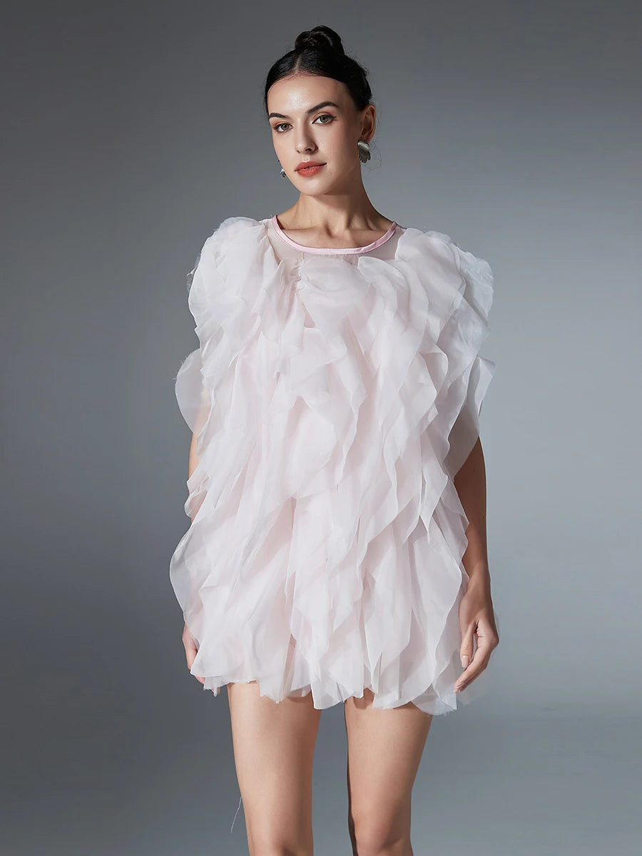 Tiered Ruffles Mesh Dress