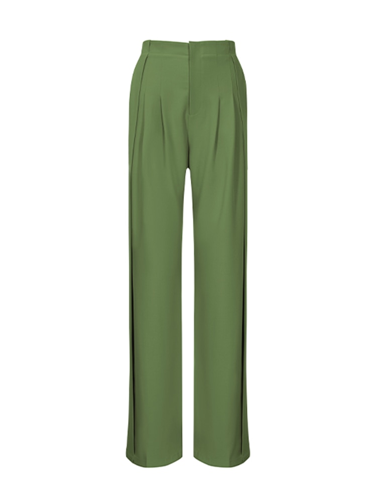 Green Wide Leg Trousers | Chic Style and Quality | Zalia Atelier