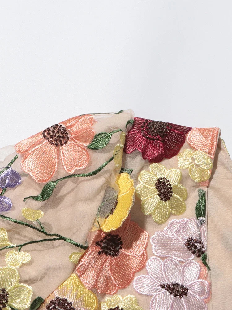 Floral Embroidery Mini Dress