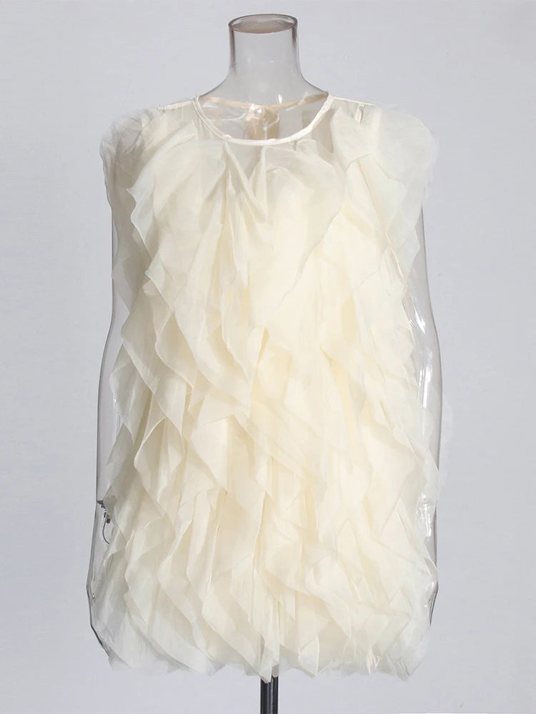 Tiered Ruffles Mesh Dress