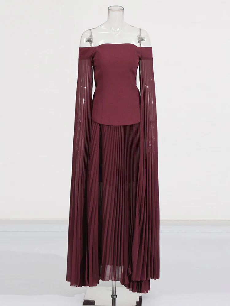 Burgundy Top and Skirt Set