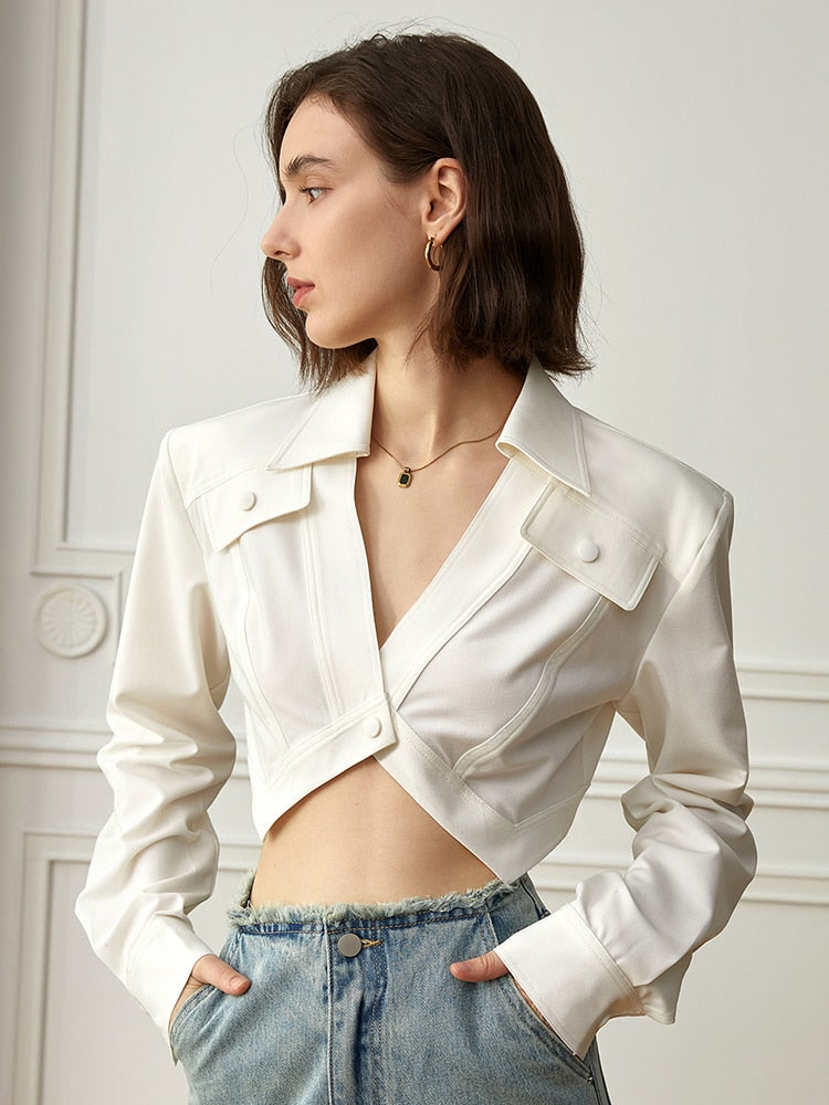 White Crop Blazer | Chic Fashion Style | Zalia Atelier