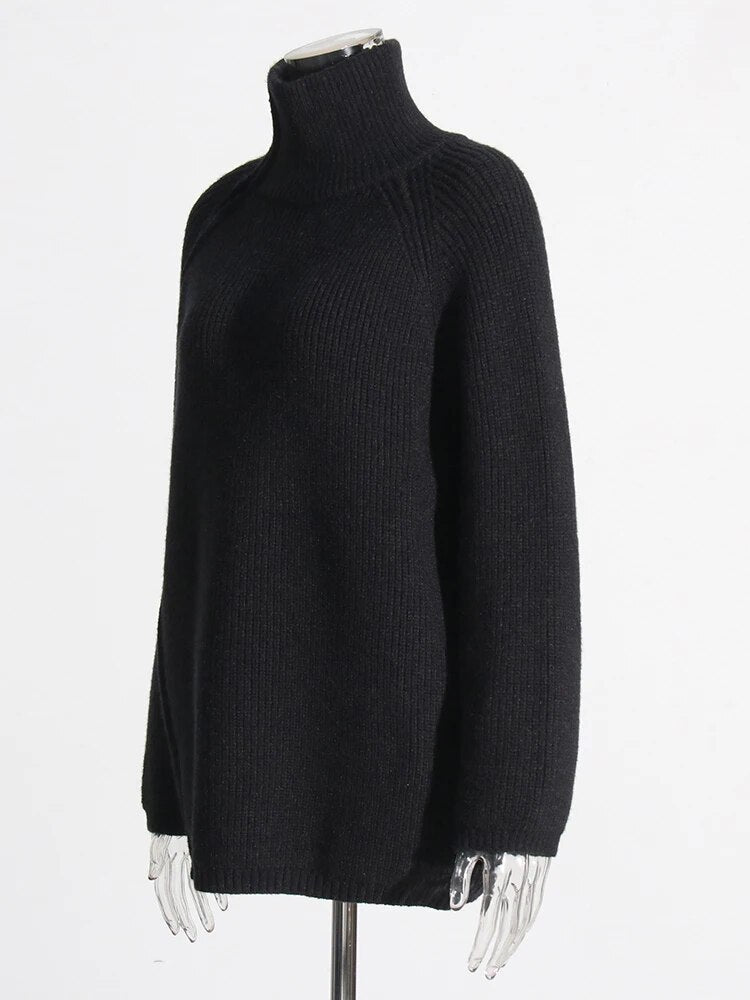 Black Sweater with Zippered Neck | Zalia Atelier