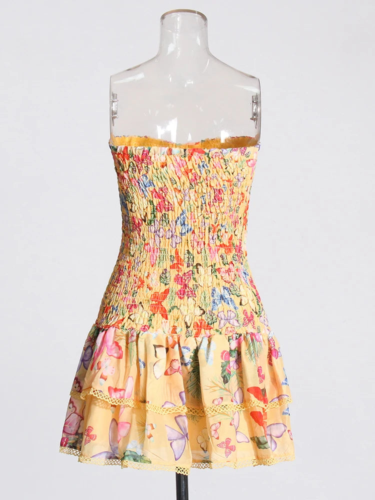 Strapless Floral Mini Dress