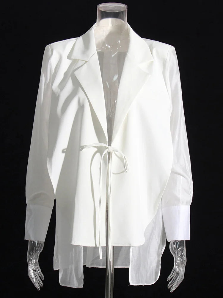 Zalia Atelier | White Blouse Sheer Sleeves and Back