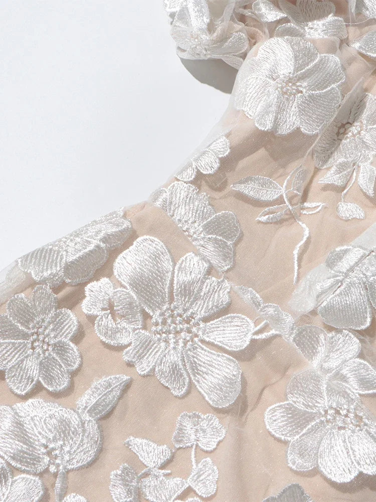 Floral Embroidery Mini Dress