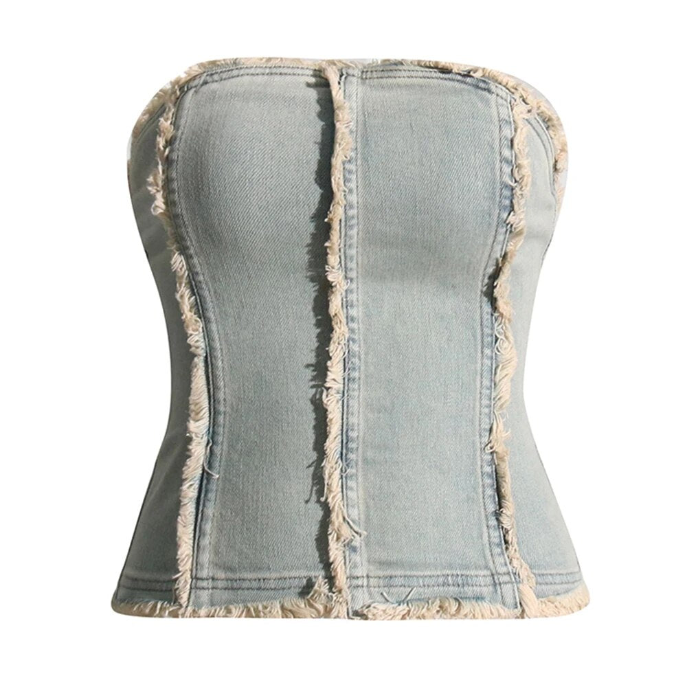 Strapless Denim Top