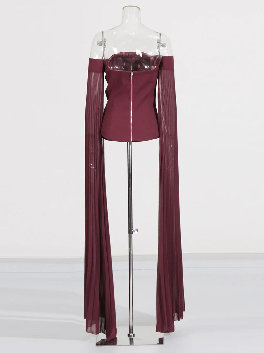 Burgundy Top and Skirt Set