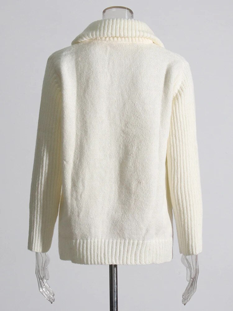 White Sweater with Zipper | Zalia Atelier