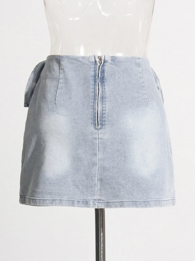 Floral Applique Denim Skirt