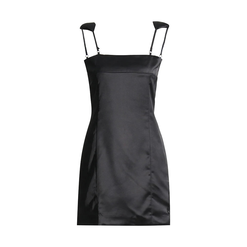 square collar black mini dress