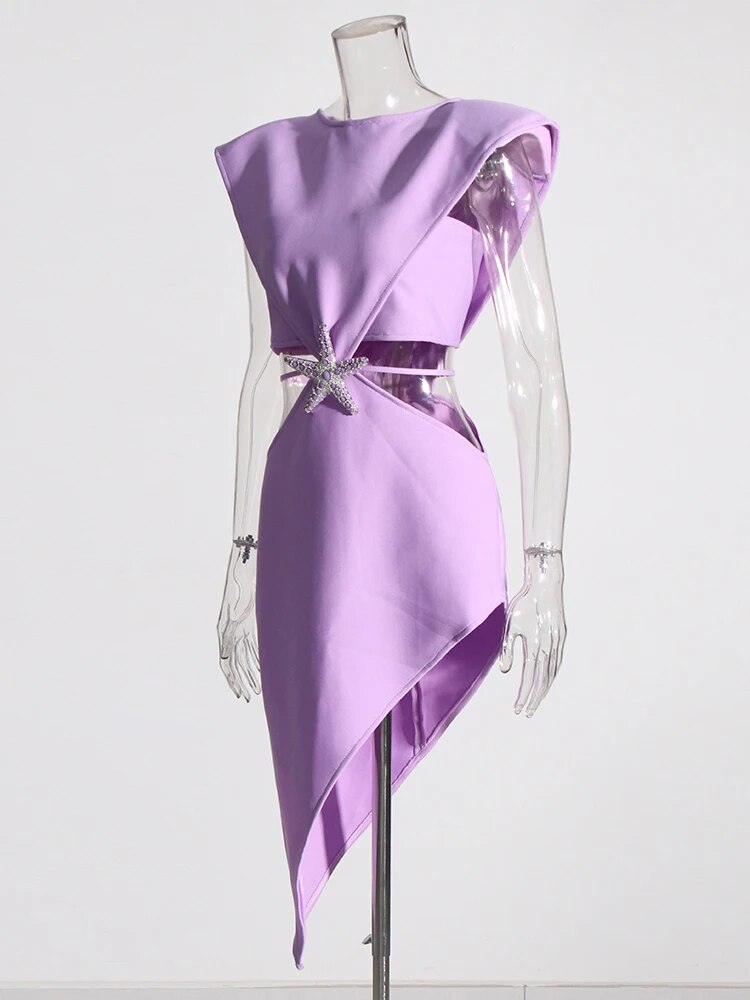 Light Purple Mini Dress with Side Cutouts