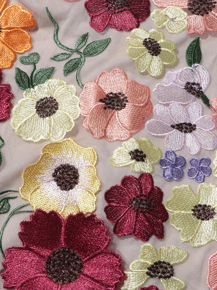 Floral Embroidery Mini Dress