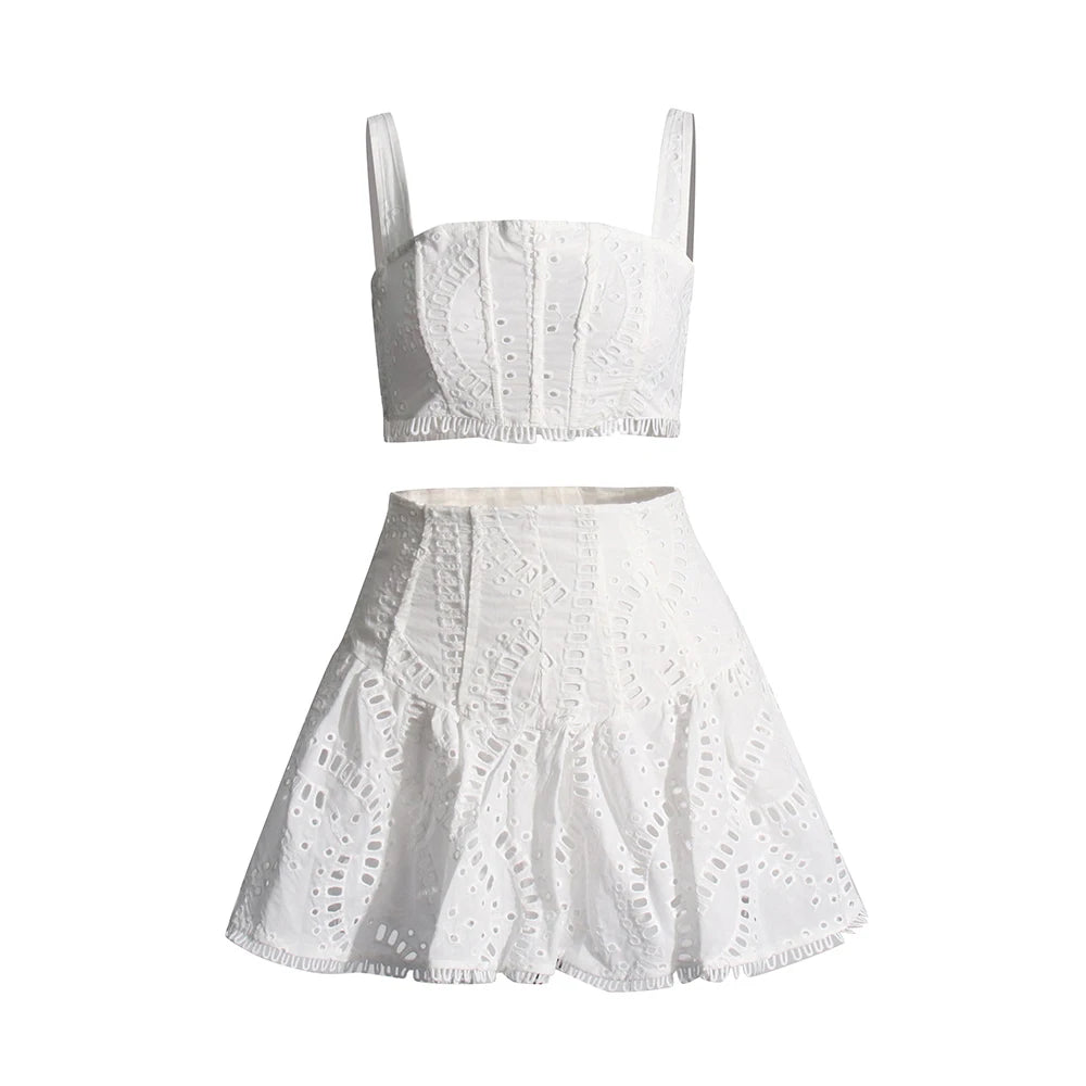 White Embroidery Top and Skirt Charo Ruiz Dupe