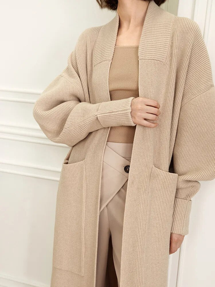 Long Cardigan with pockets and no buttons | Zalia Atelier