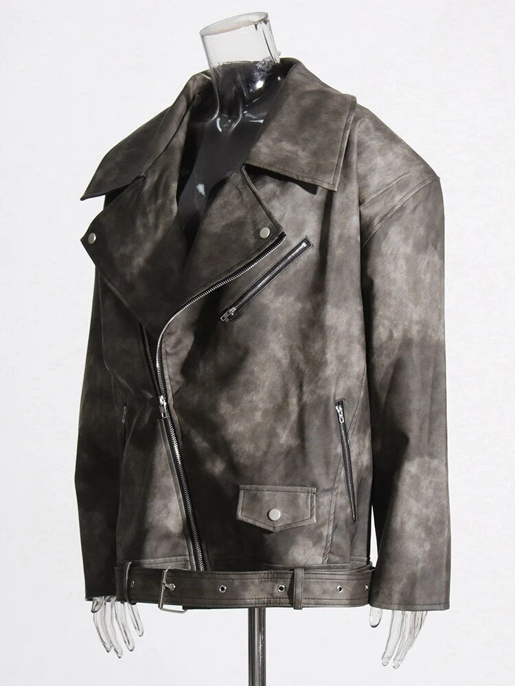 Dark grey suede biker clearance jacket