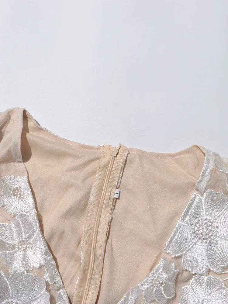 Floral Embroidery Mini Dress