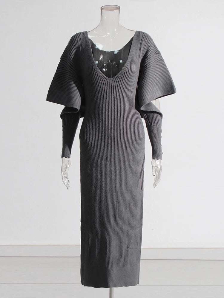 Zalia Atelier | Dark Gray Knit Dress