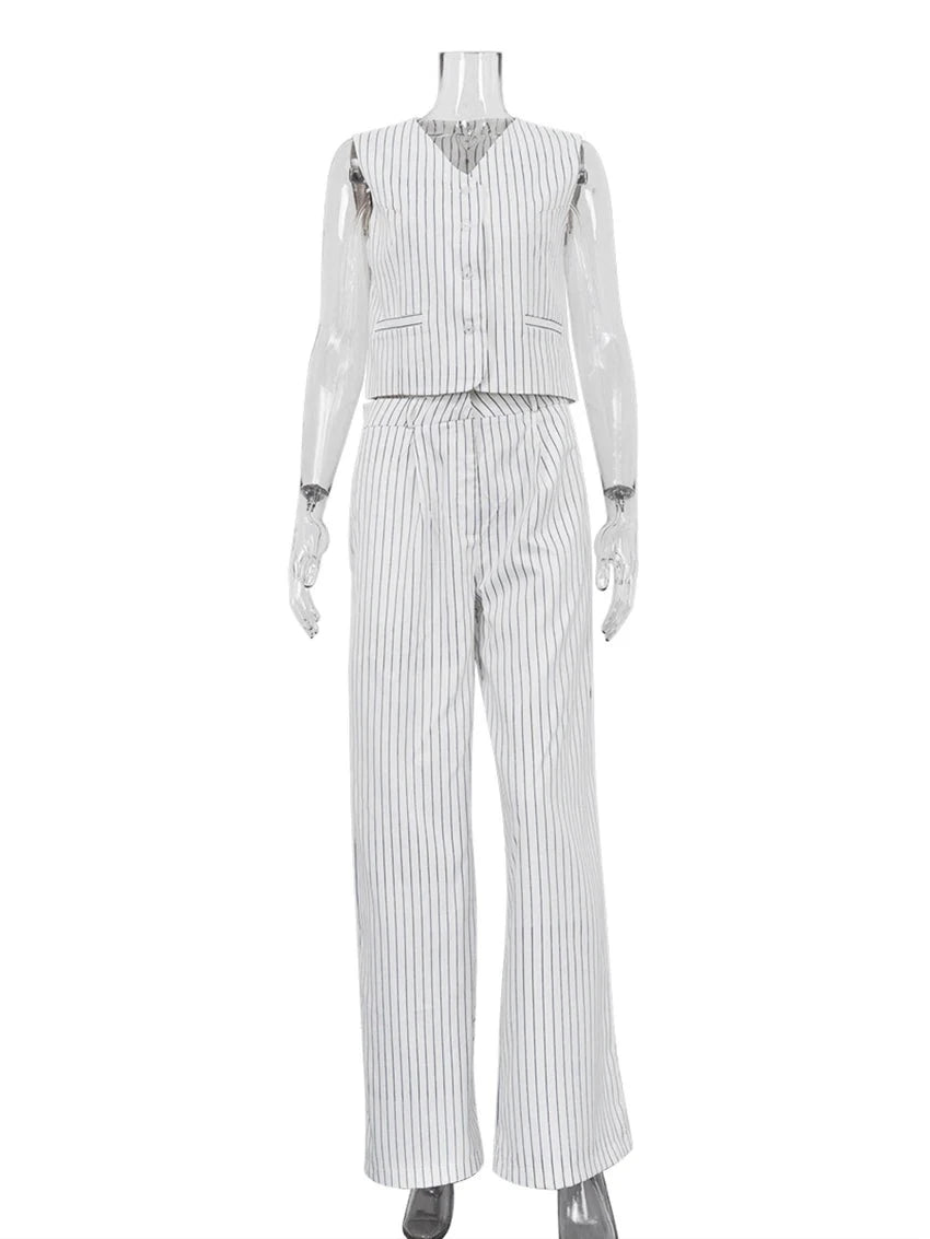 Zalia Atelier | Striped Vest and Matching Trousers