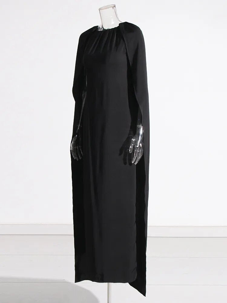 Black Maxi Dress With Cloak Style Sleeves | Chic Outfit | Zalia Atelier