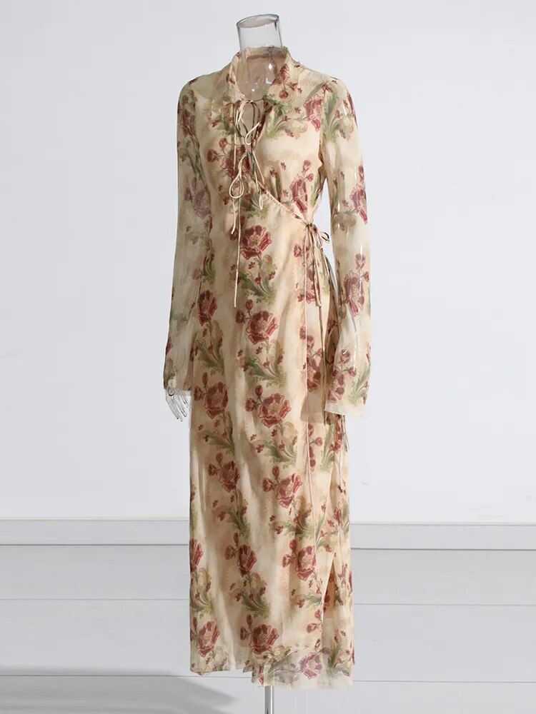 Long Sleeve Floral Print Maxi Dress | Zalia Atelier