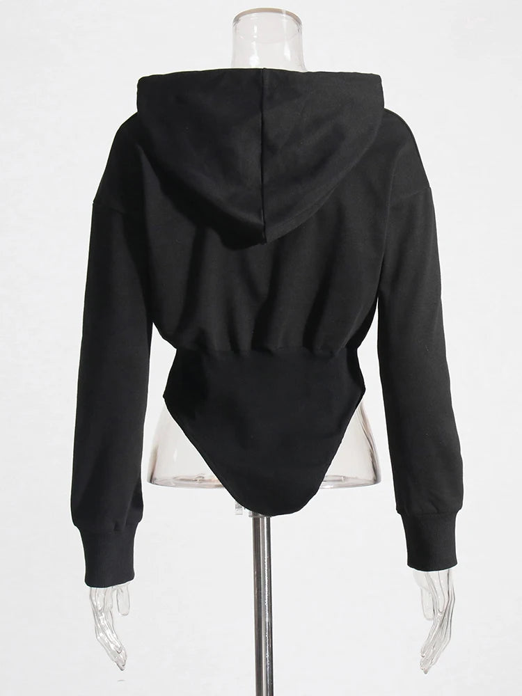 Black hoodie bodysuit | Zalia Atelier