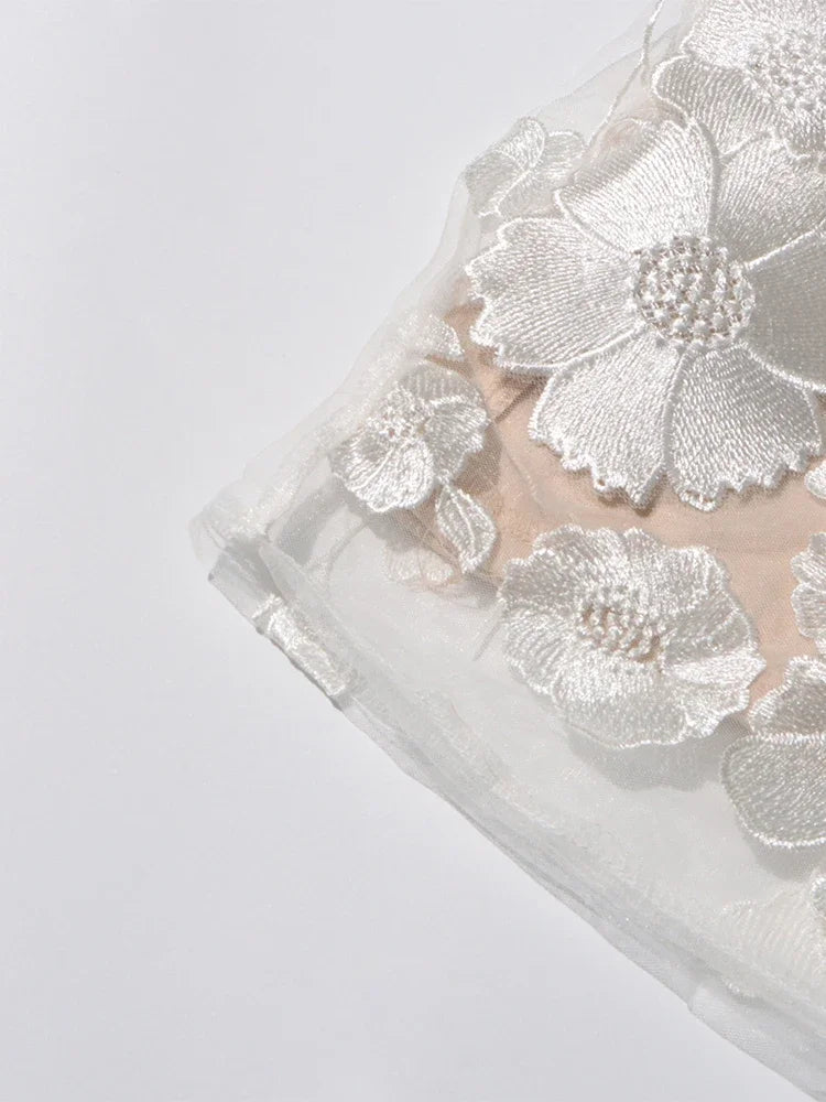 Floral Embroidery Mini Dress