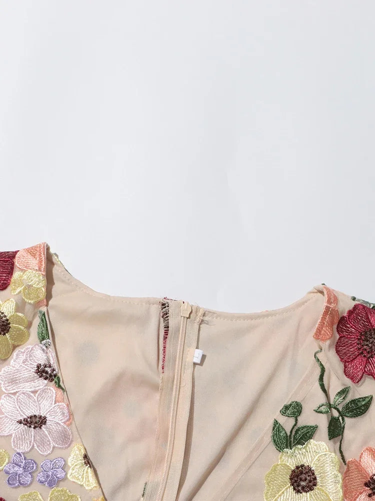 Floral Embroidery Mini Dress
