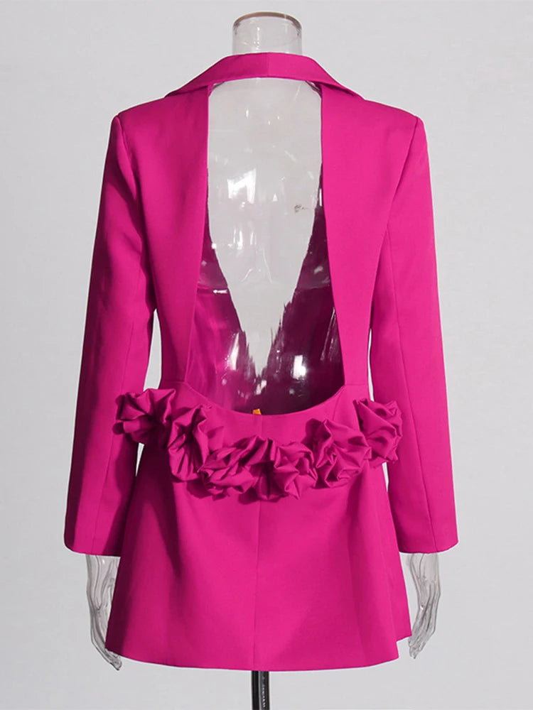 Pink Appliques Blazer Open Back