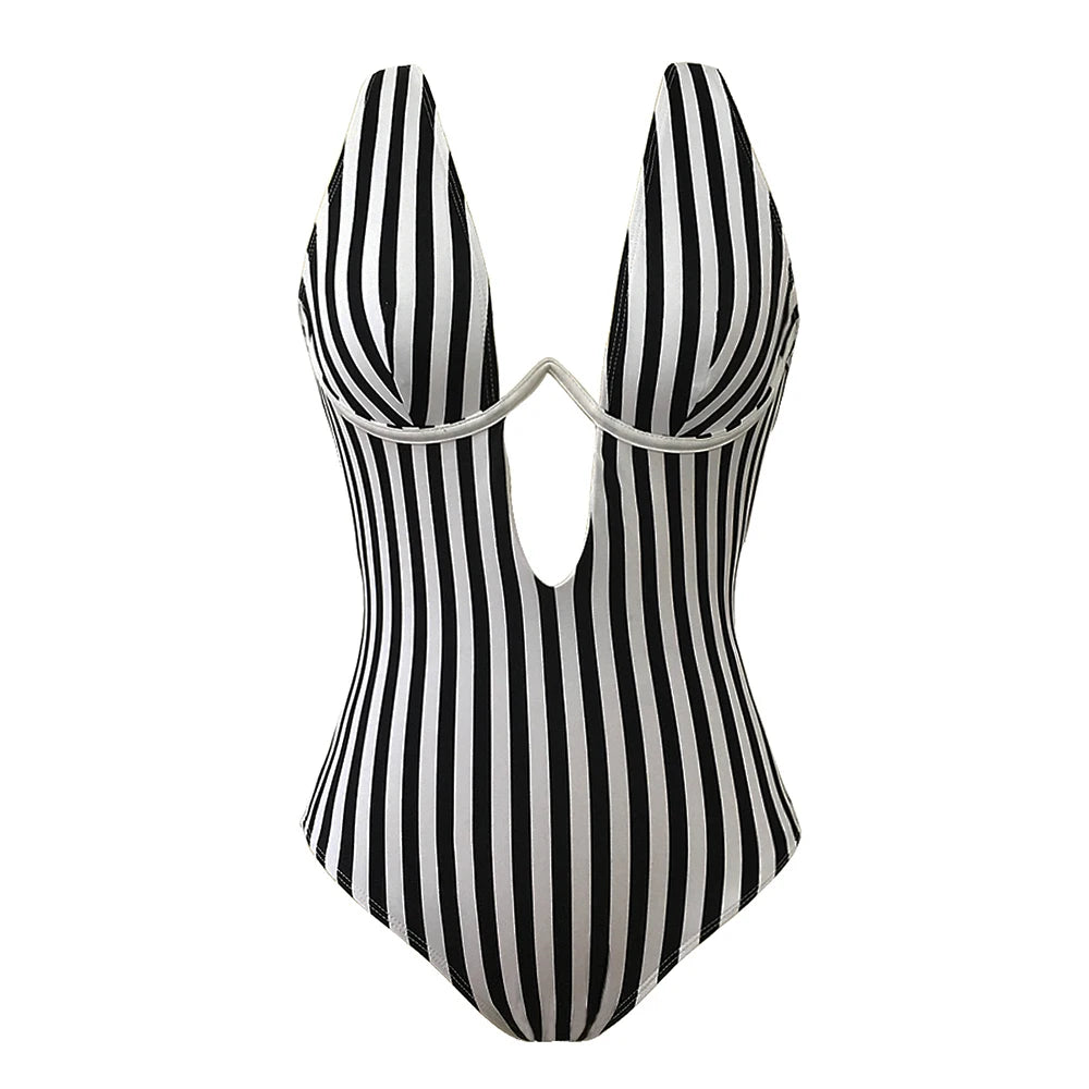 Zalia Atelier | Striped One Piece Swimsuit