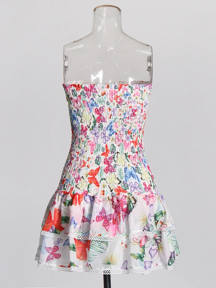 Strapless Floral Mini Dress