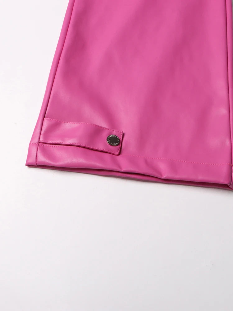 Pink Leather Cargo Pants